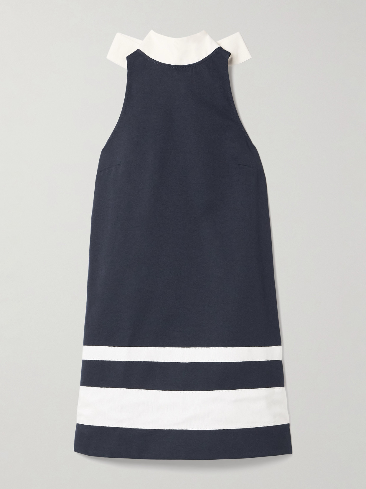 STAUD FINN BOW-EMBELLISHED FAILLE-TRIMMED COTTON-BLEND MINI DRESS