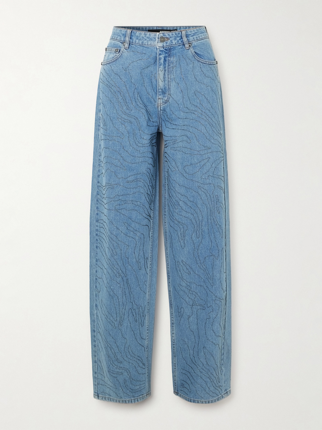 Rotate Birger Christensen Embellished Organic Denim Boyfriend Jeans In Blue