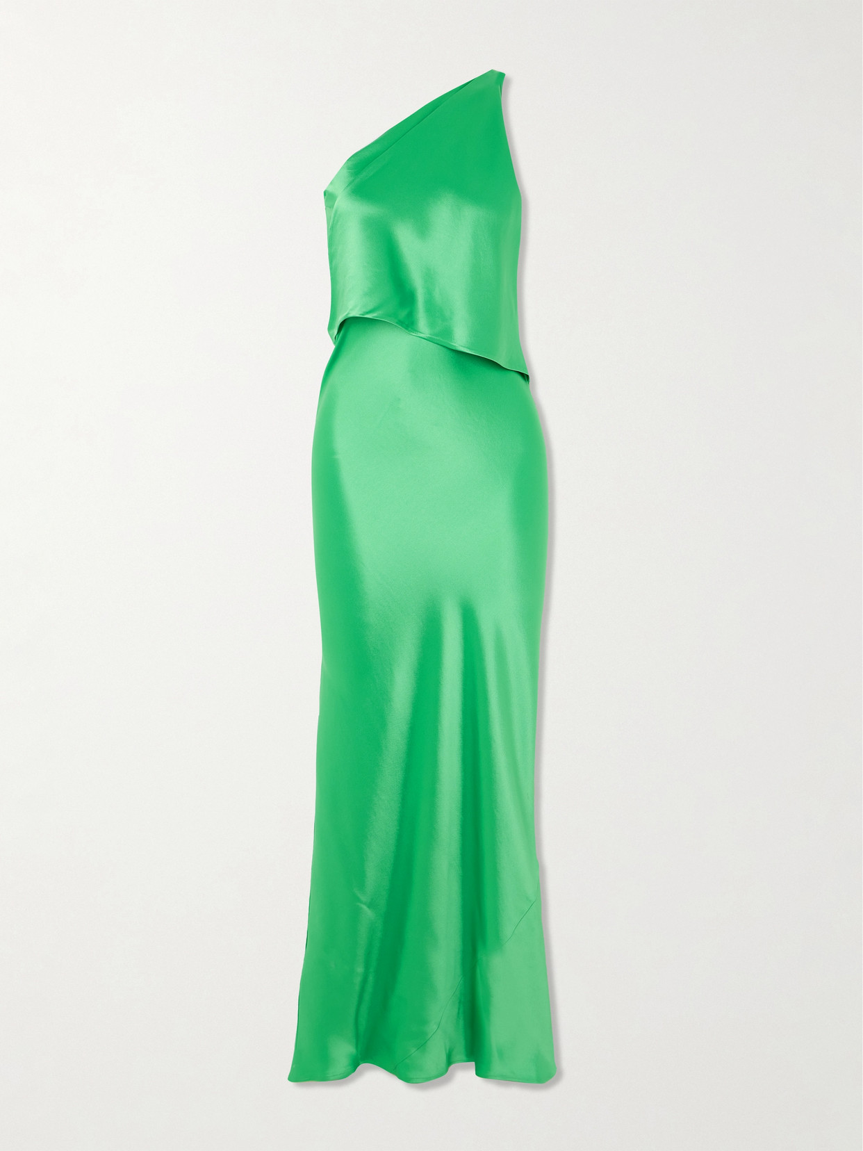 STAUD - Naomi One-shoulder Layered Satin Maxi Dress - Green