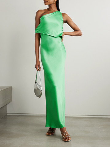 Staud Naomi one-shoulder layered satin maxi dress