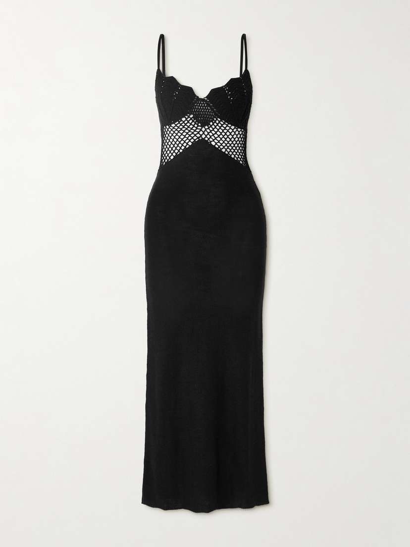 Staud Tara Crochet-trimmed Knitted Maxi Dress