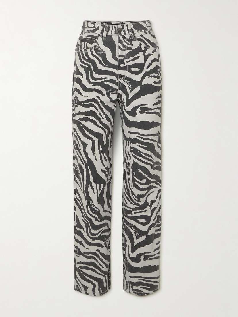 Rotate Birger Christensen Zebra-print Organic Denim High-rise Straight-leg Jeans