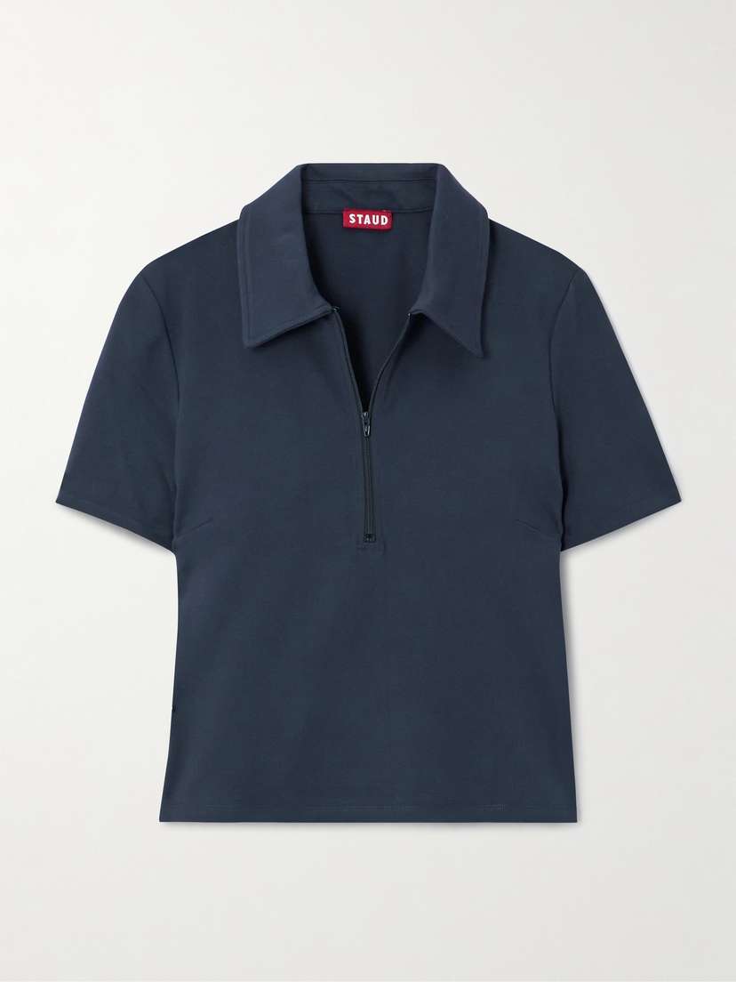 Staud Lonnie Stretch-ponte Polo Shirt