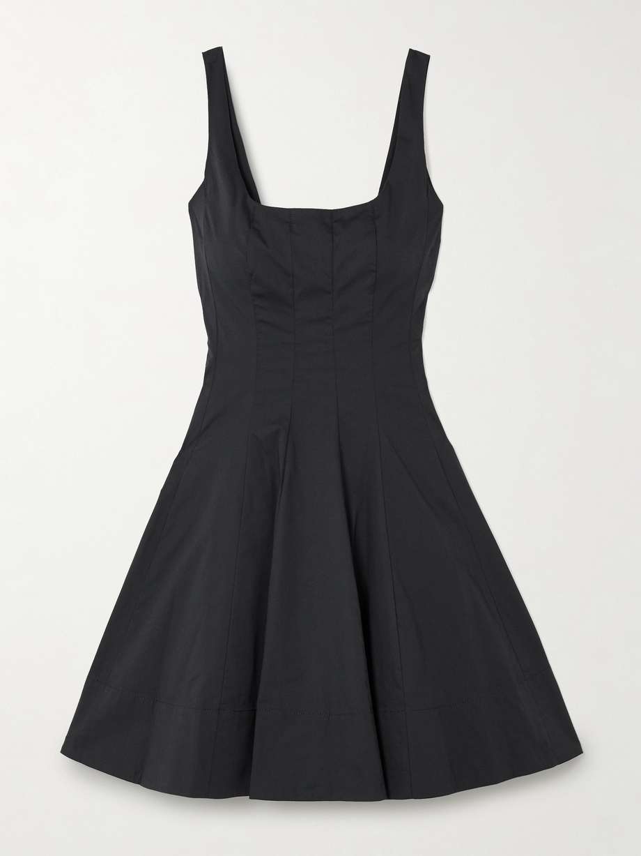 wells pleated cotton-blend poplin mini dress