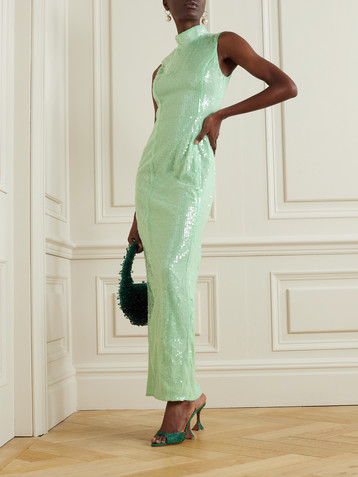 ROTATE Birger Christensen Sequined recycled-tulle maxi dress