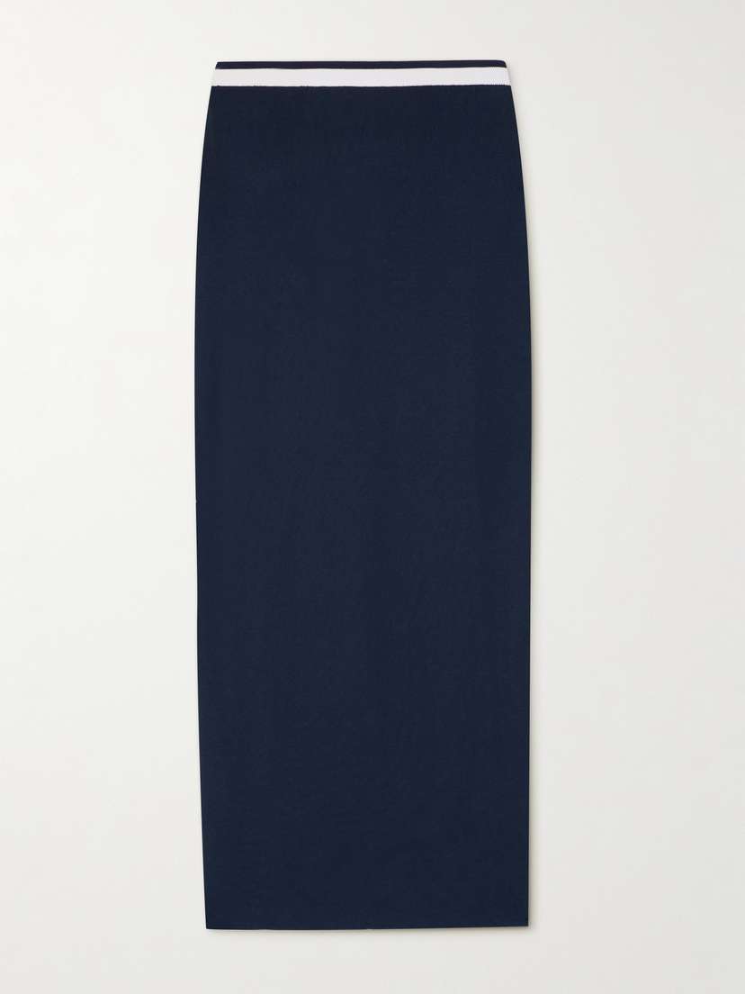 Staud Karina Striped Knitted Midi Skirt - x large