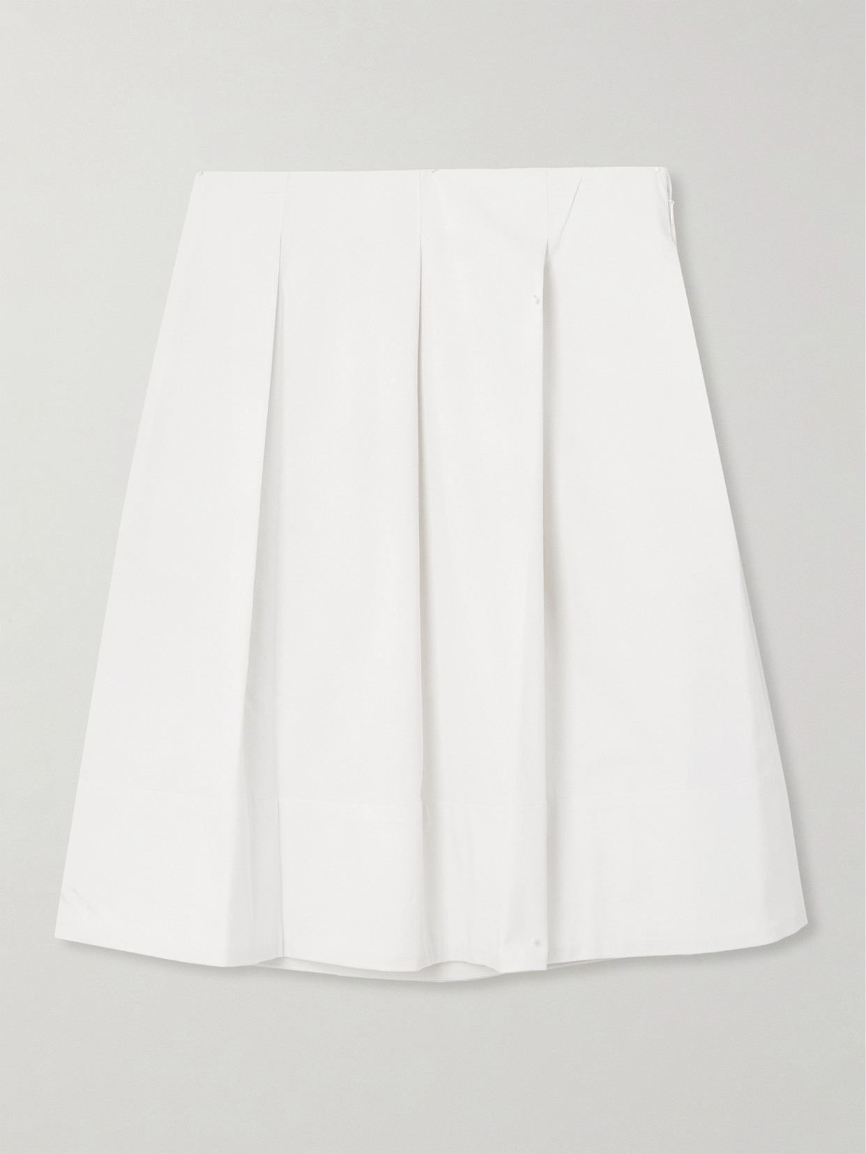 STAUD - London Pleated Cotton-blend Twill Skirt - Ivory