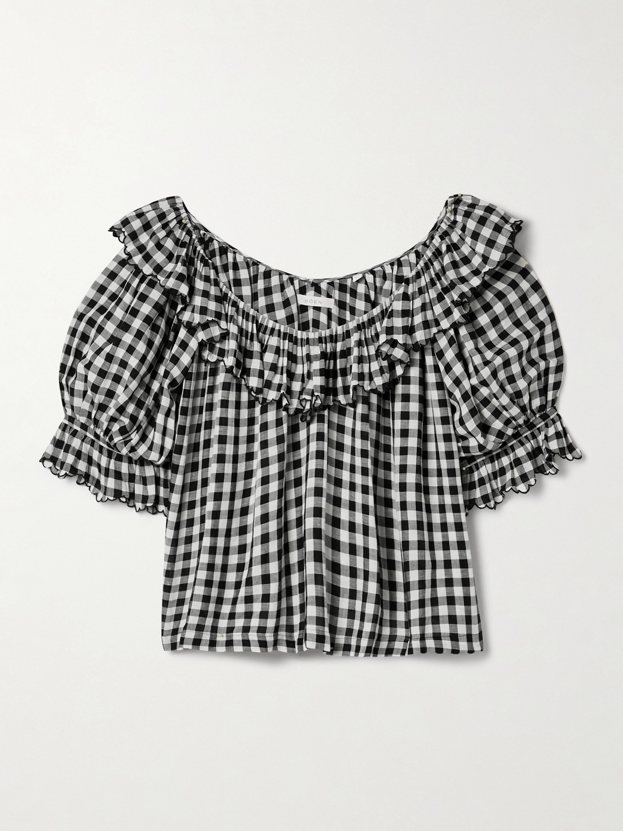 DÔEN - Samara Ruffled Gingham Voile Blouse - Black