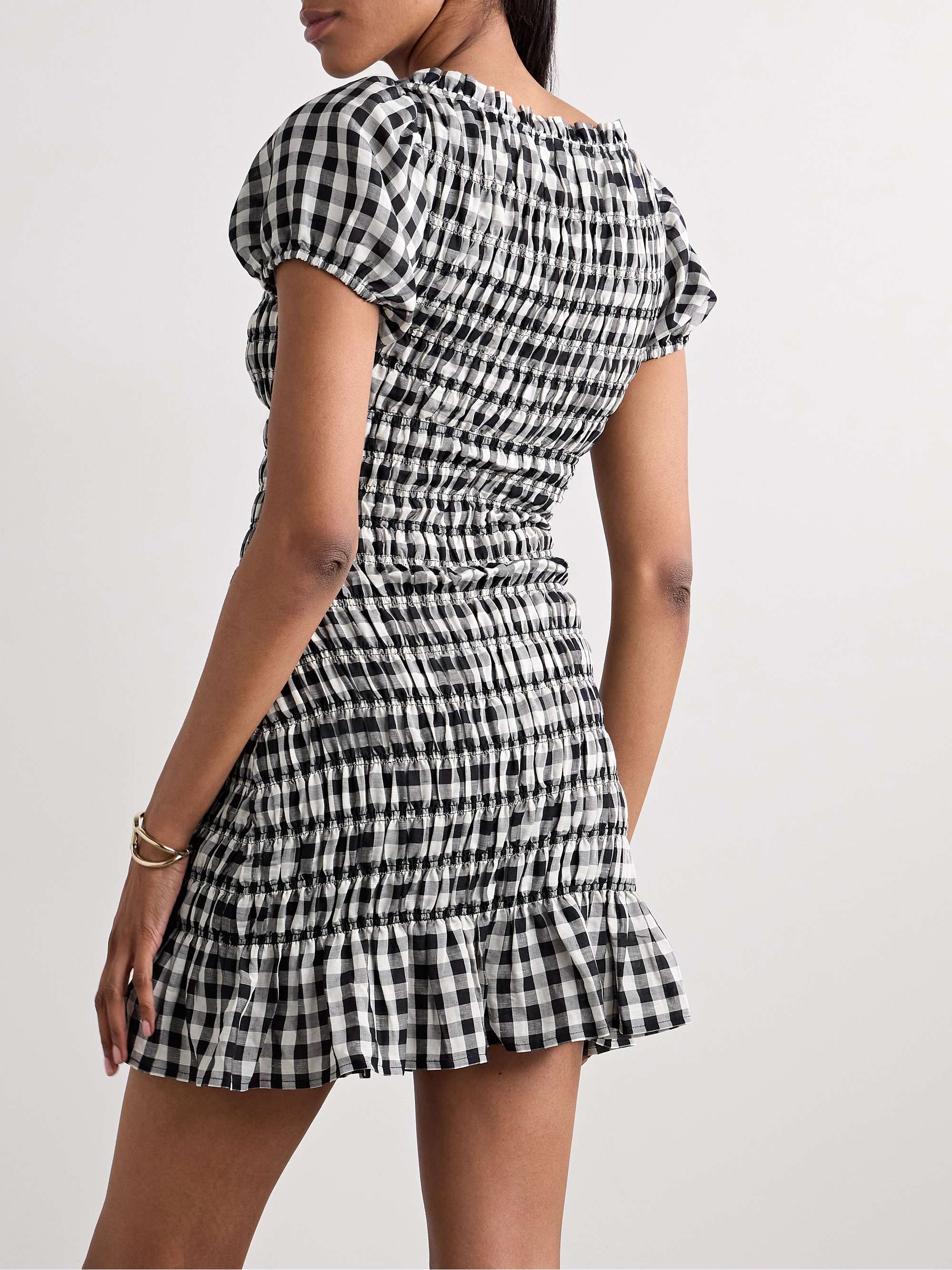 DÔEN Rizzo shirred gingham voile mini dress | NET-A-PORTER