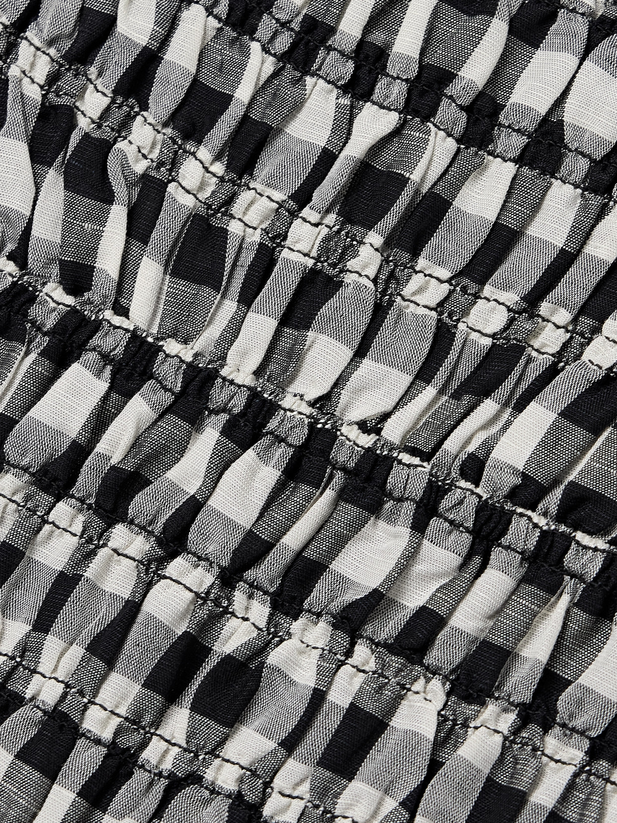 DOEN RIZZO SHIRRED GINGHAM VOILE MINI DRESS