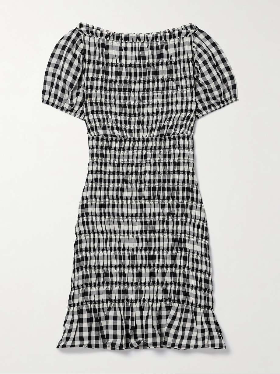 DÔEN Rizzo shirred gingham voile mini dress | NET-A-PORTER