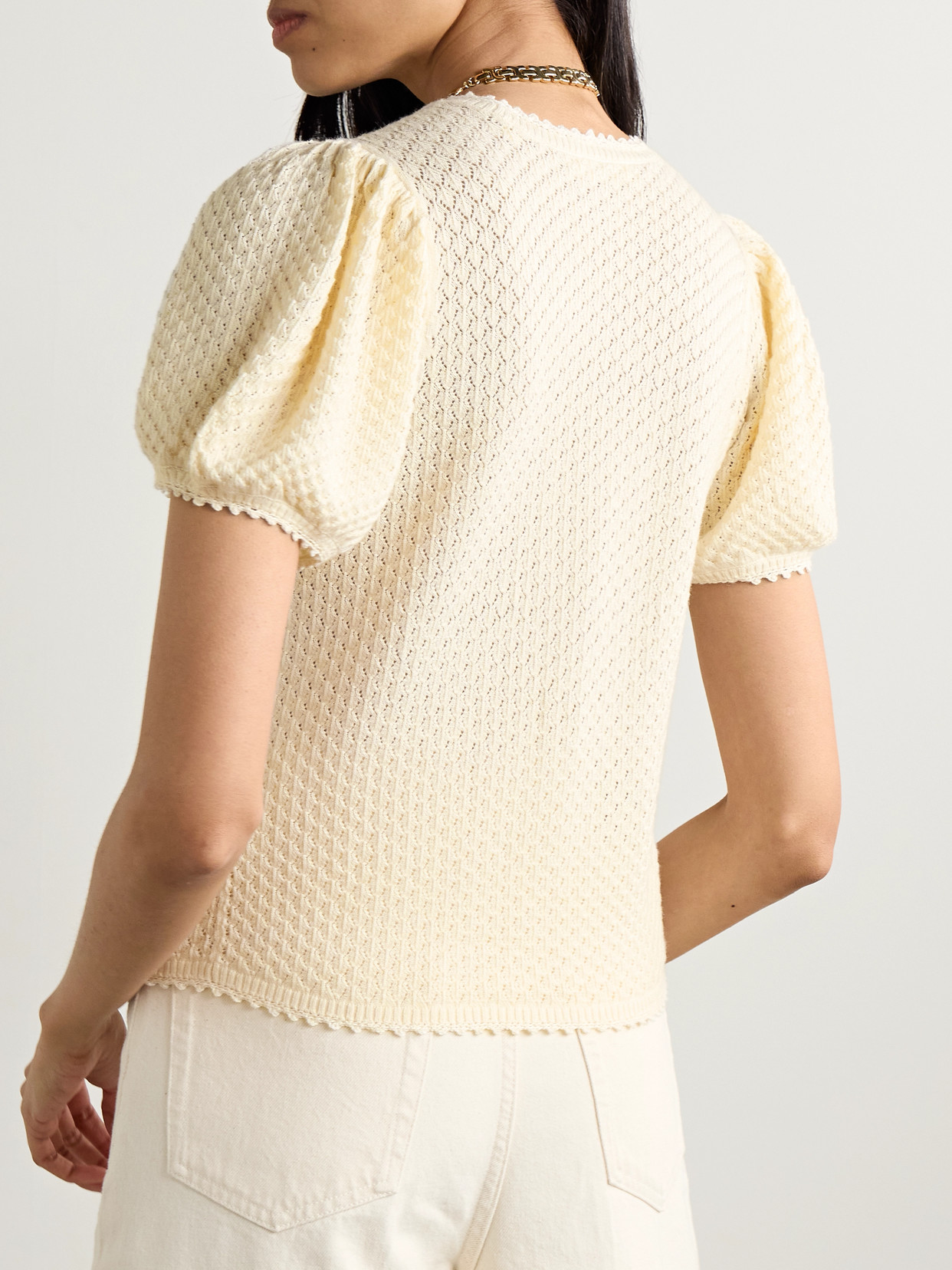 Doen Carena Pointelle-knit Pima Cotton And Silk-blend Top In Unknown