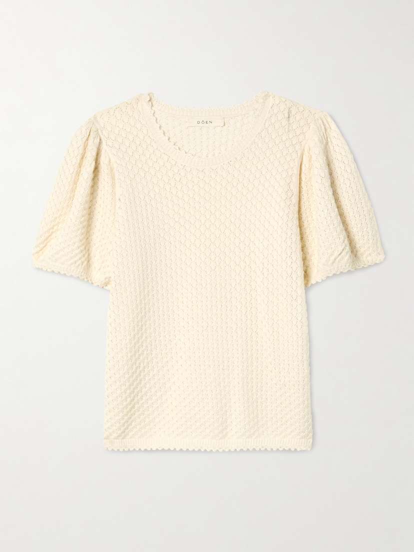 DÔEN Carena Pointelle-knit Pima Cotton And Silk-blend Top