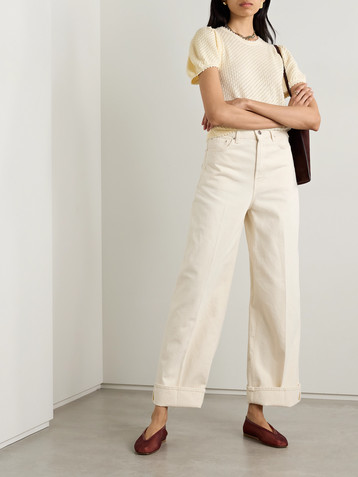 Dôen Carena pointelle-knit Pima cotton and silk-blend top