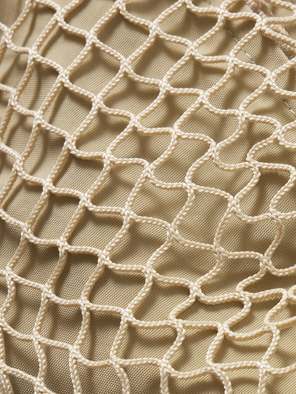 Lemaire Croissant Leather-trimmed Fishnet Shoulder Bag In Neutrals