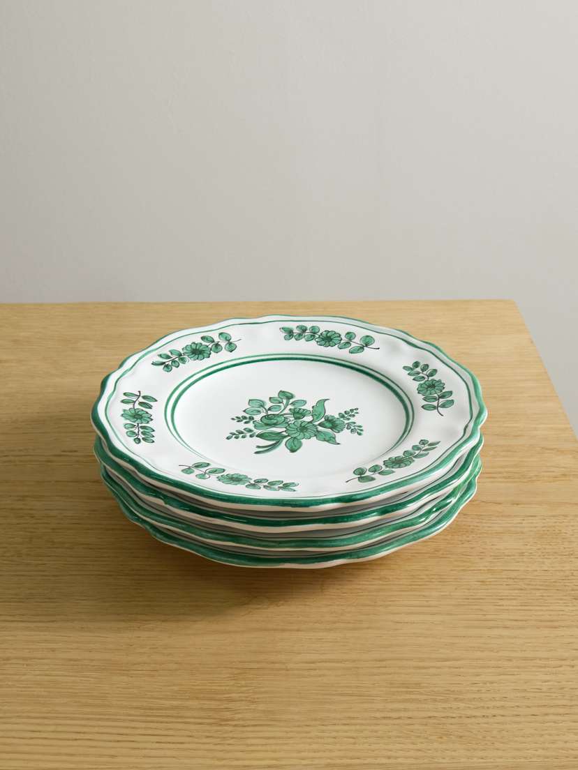 Cabana Sicilia Set Of Four Floral-print Ceramic Dessert Plates