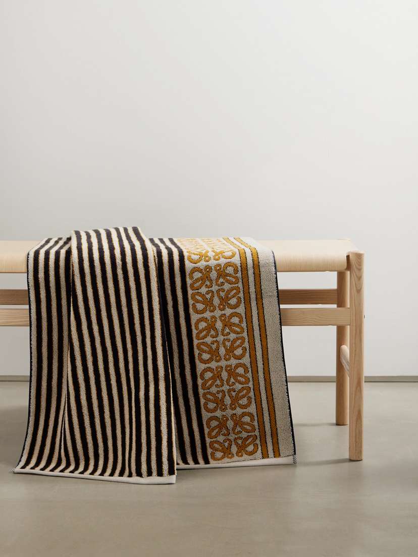Loewe + Paula's Ibiza Anagram Striped Cotton-terry Jacquard Towel