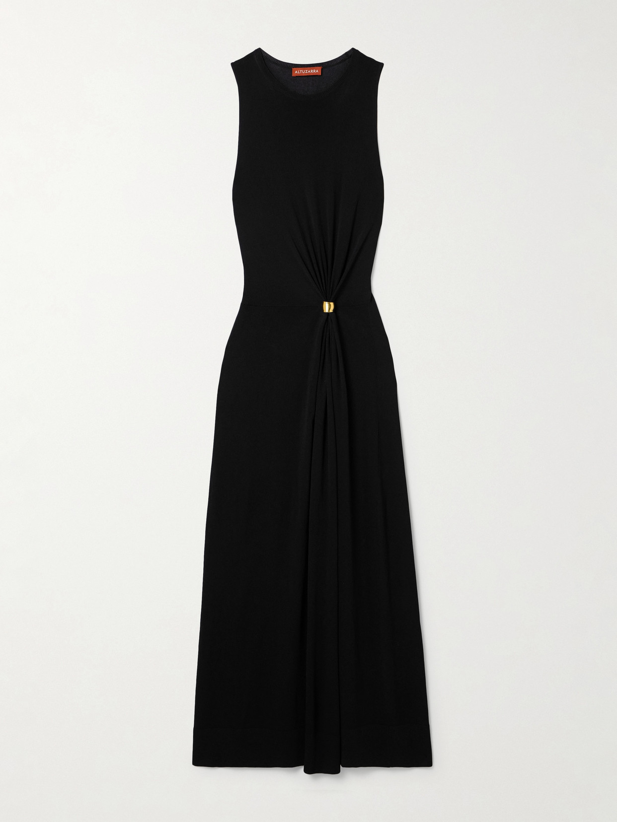 Shop Altuzarra Saralien Embellished Gathered Jersey Midi Dress In Black