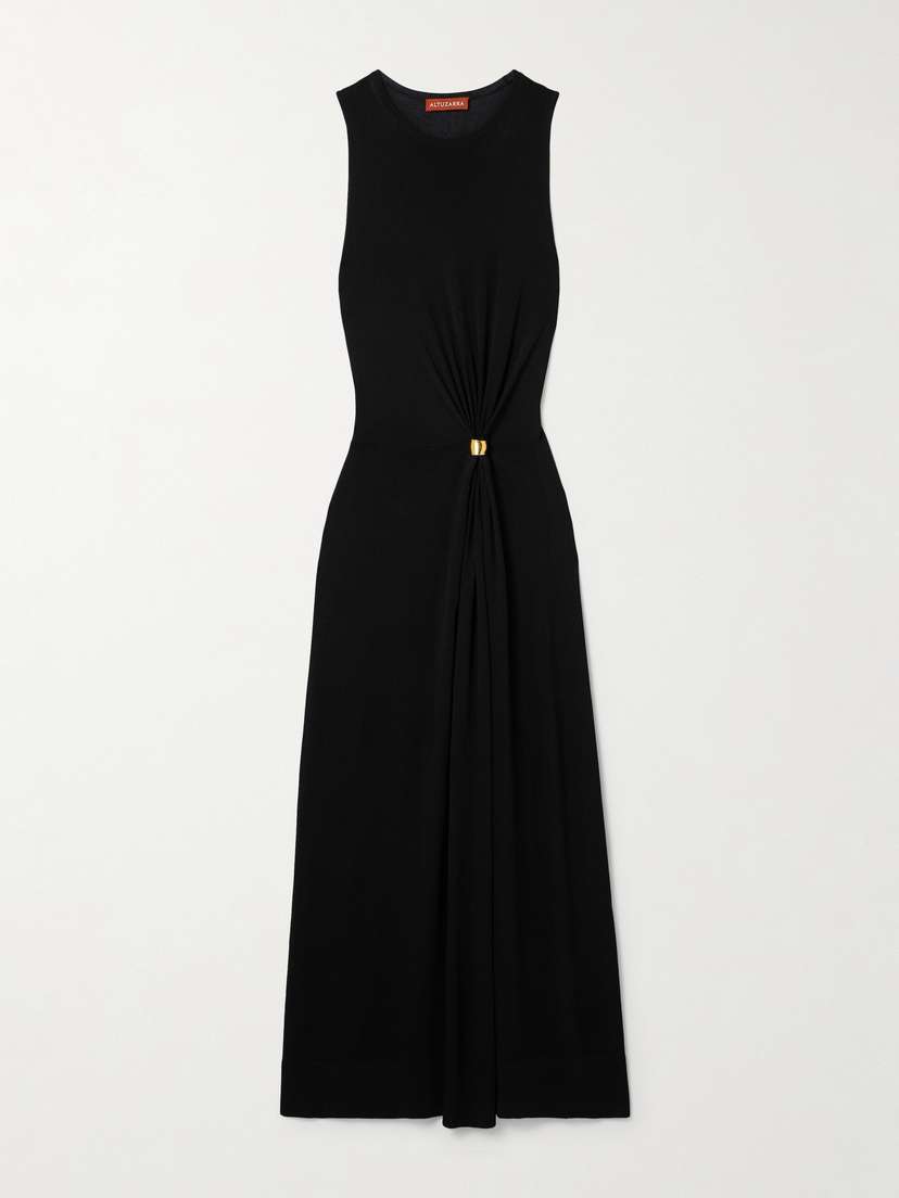 Altuzarra Saralien Embellished Gathered Jersey Midi Dress