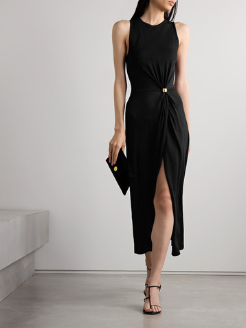 Altuzarra Saralien embellished gathered jersey midi dress