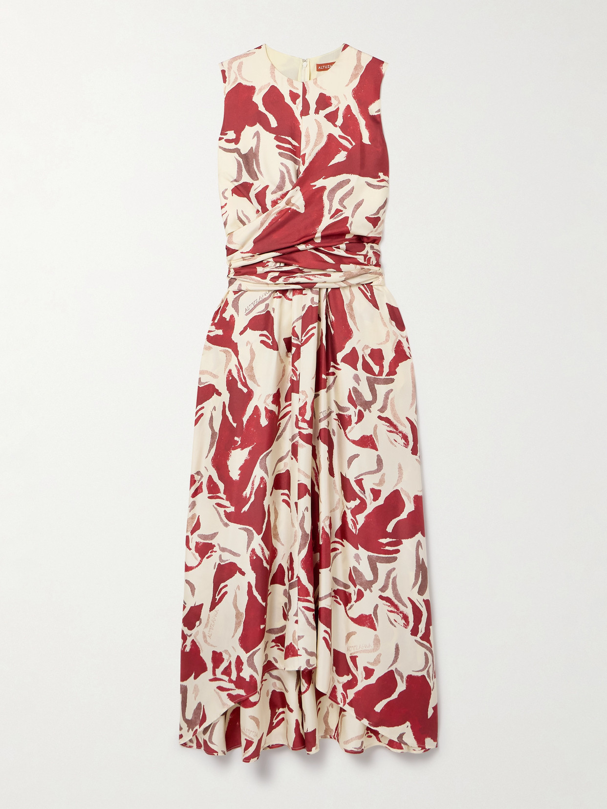 Shop Altuzarra Penny Wrap-effect Printed Silk-twill Maxi Dress In Red