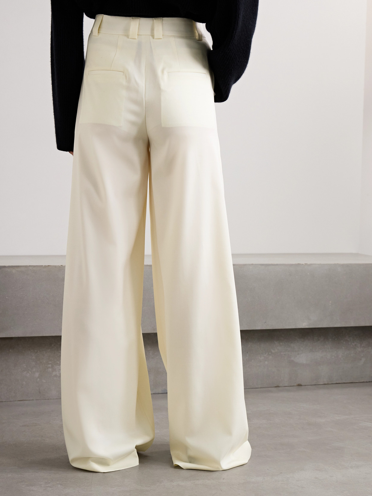 Altuzarra Zanni Pleated Wool-blend Wide-leg Pants In Ivory