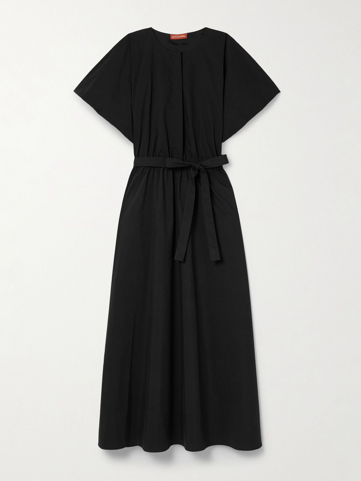 Altuzarra Paulina Belted Cotton-blend Poplin Midi Dress In Black