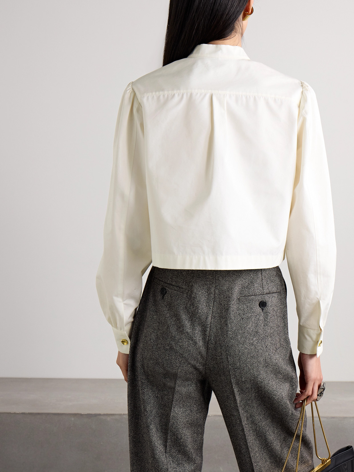 Margot Cropped Cotton-Blend Poplin Top
