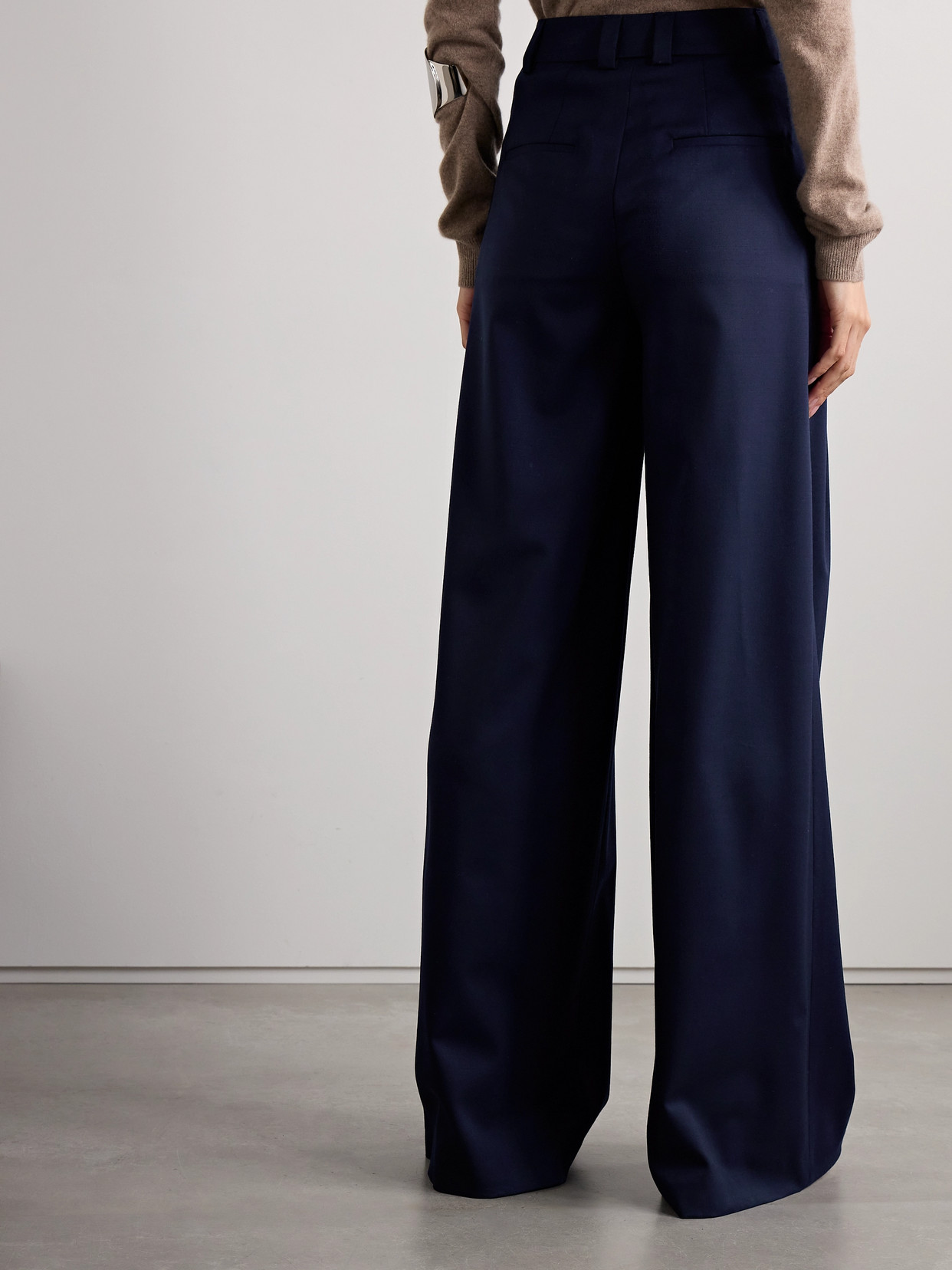 Altuzarra Zanni Pleated Wool-blend Wide-leg Pants In Blue