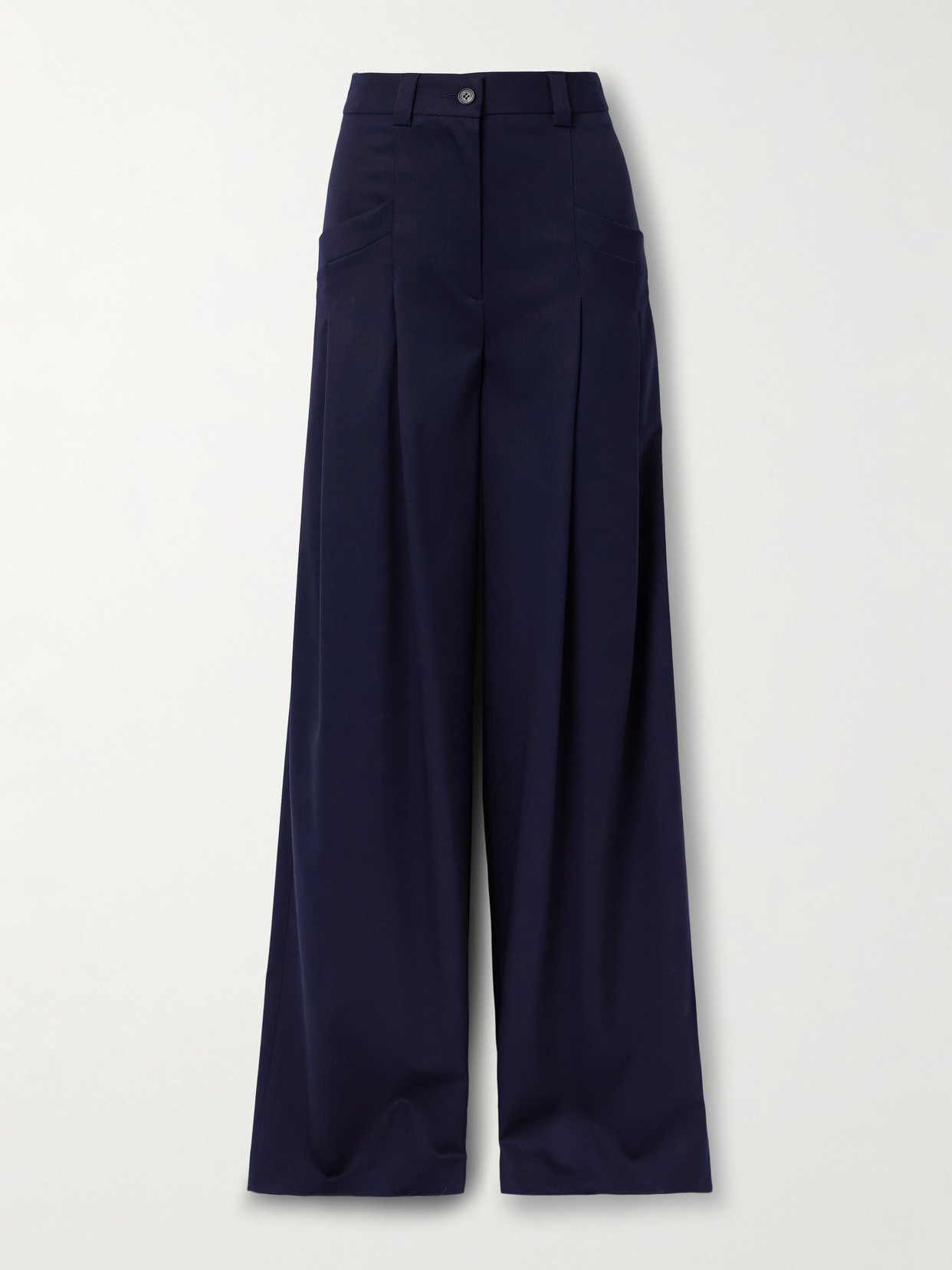 Altuzarra Zanni Pleated Wool-blend Wide-leg Pants In Blue