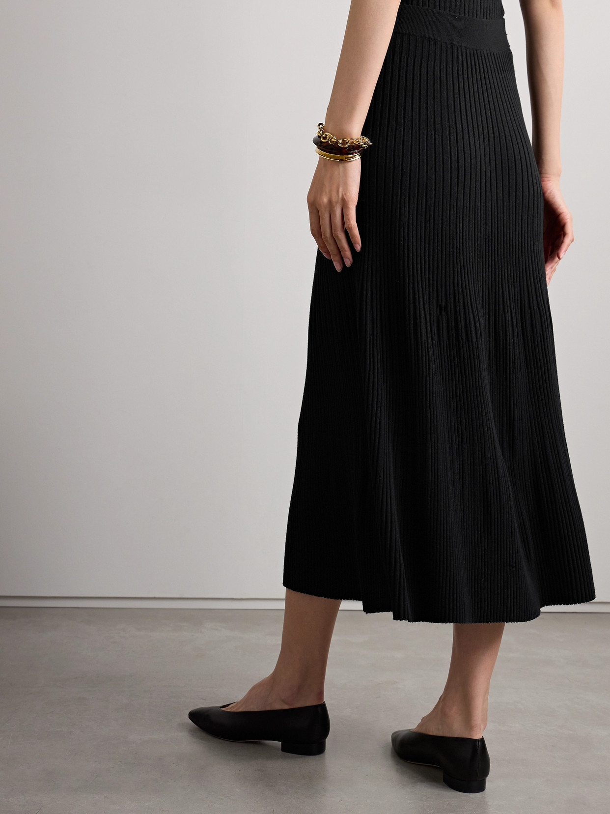 Altuzarra Ireene Ribbed-knit Midi Skirt In Black