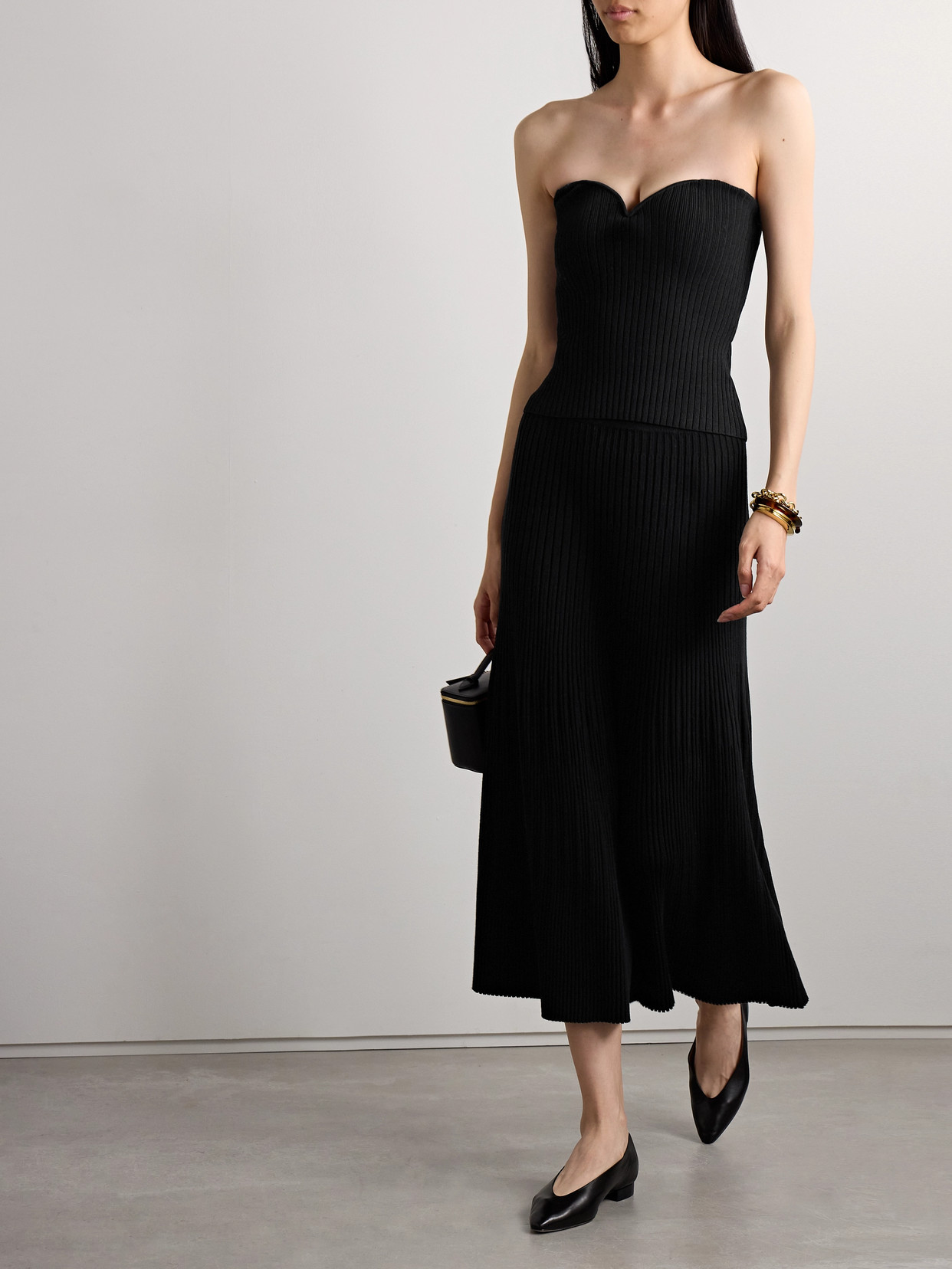 Altuzarra Ireene Ribbed-knit Midi Skirt In Black