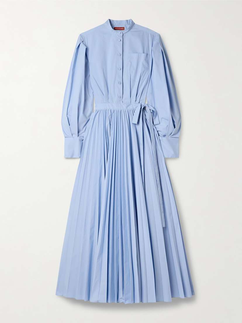 Altuzarra Binoche Pleated Cotton-blend Poplin Maxi Wrap Dress