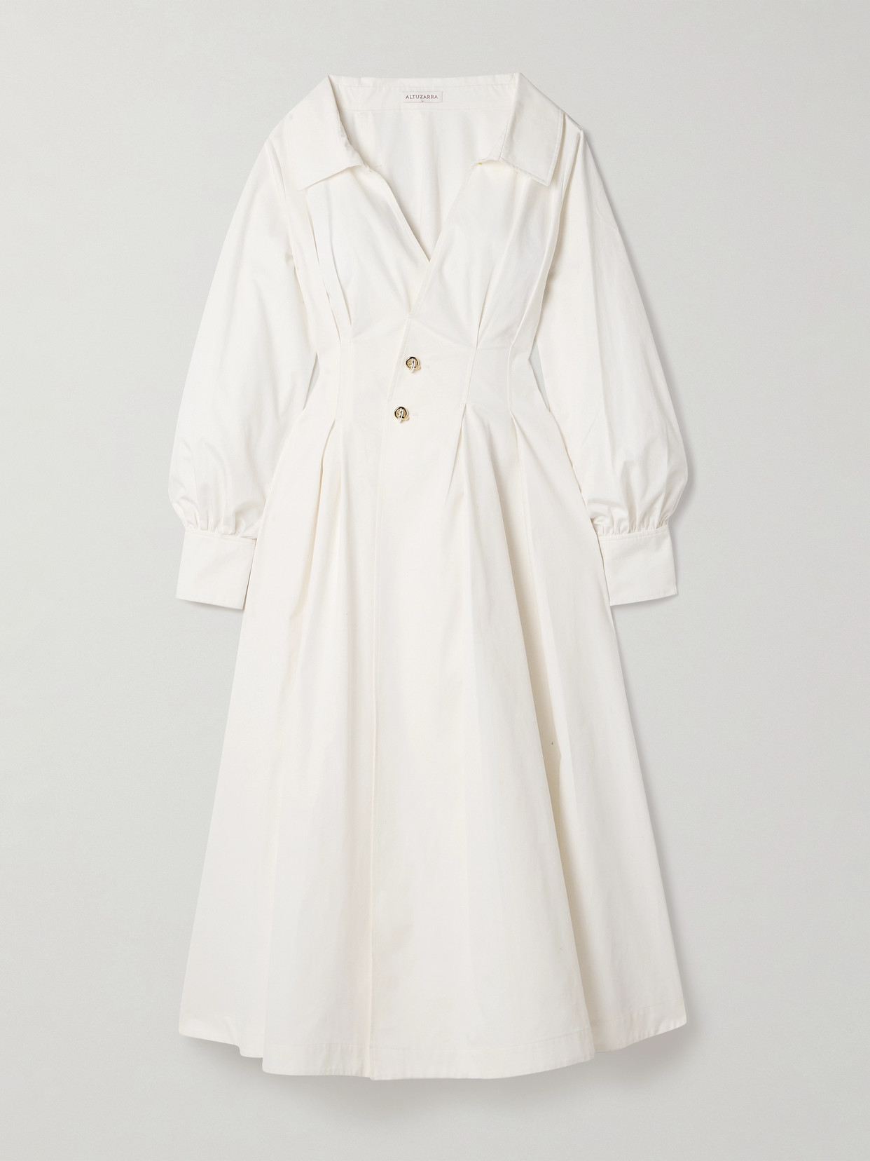 Altuzarra - Isabela Pleated Cotton-blend Poplin Midi Shirt Dress - White