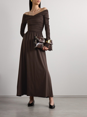 Altuzarra Charlotte off-the-shoulder ruched stretch recycled-jersey maxi dress