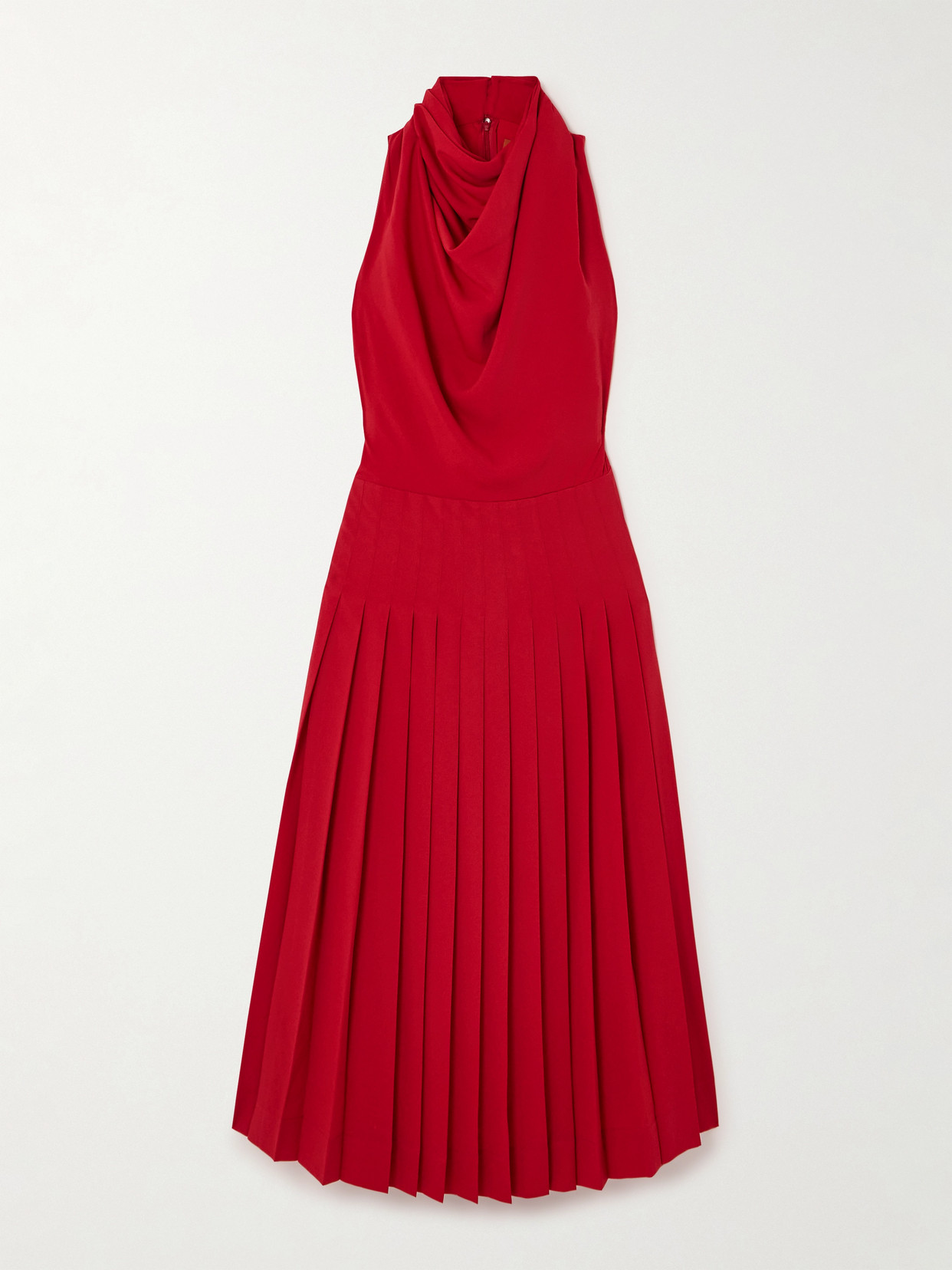 Altuzarra - Nathalie Pleated Draped Cady Maxi Turtleneck Dress - Red