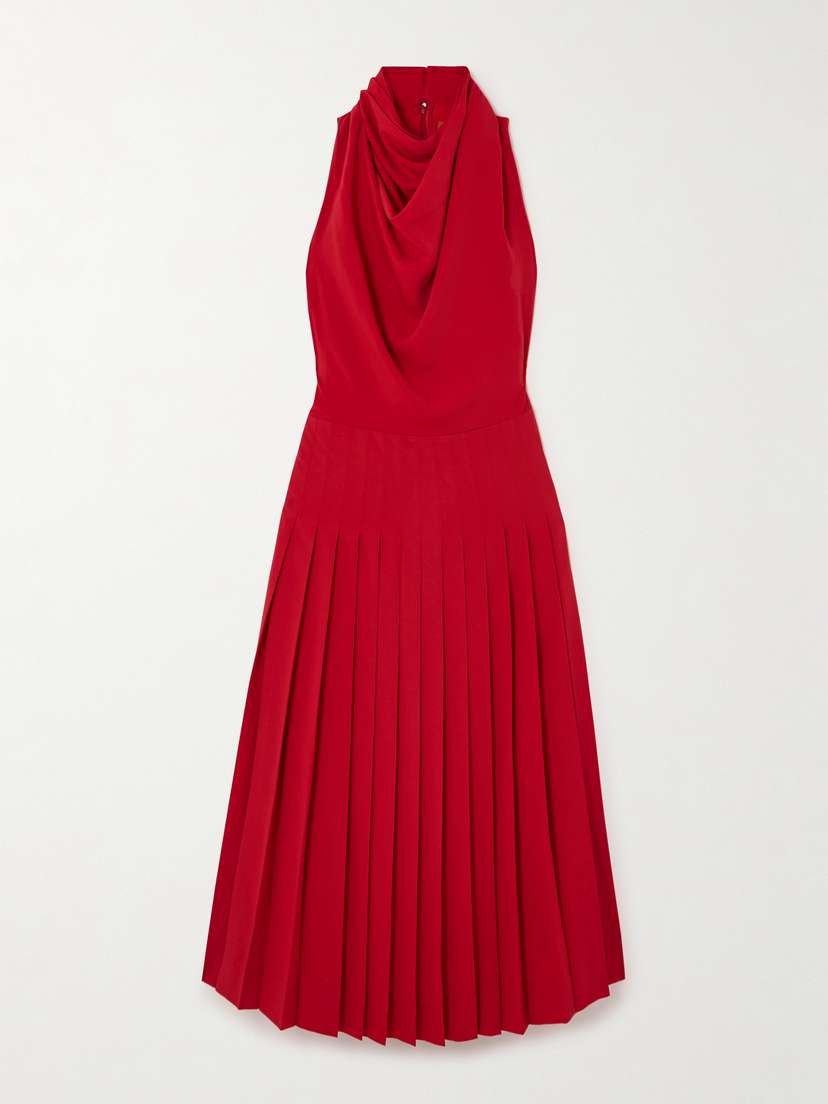 Altuzarra Nathalie Pleated Draped Cady Maxi Turtleneck Dress - FR 36
