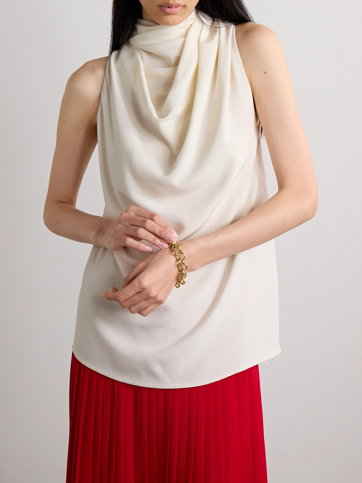 Altuzarra Sleary Draped Crepe Top In Ivory
