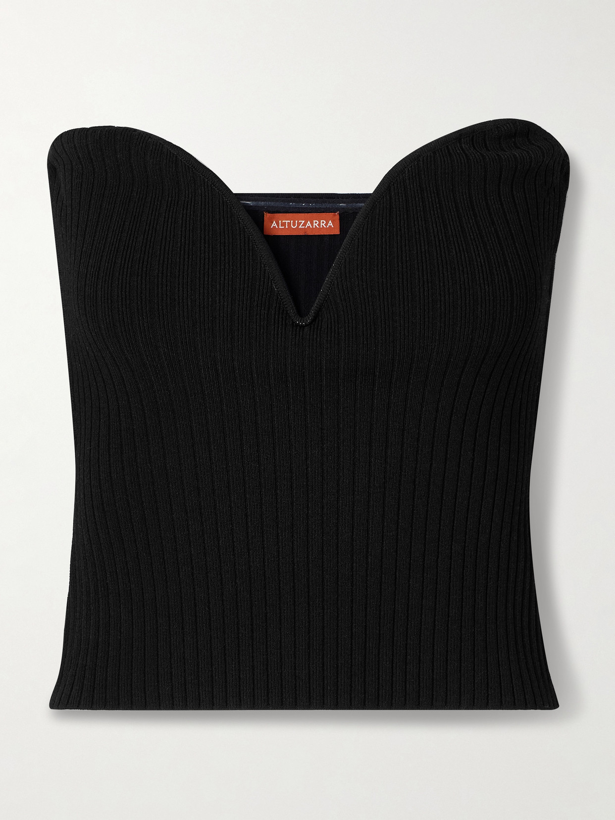 Altuzarra - Lennon Strapless Ribbed-knit Bustier Top - Black