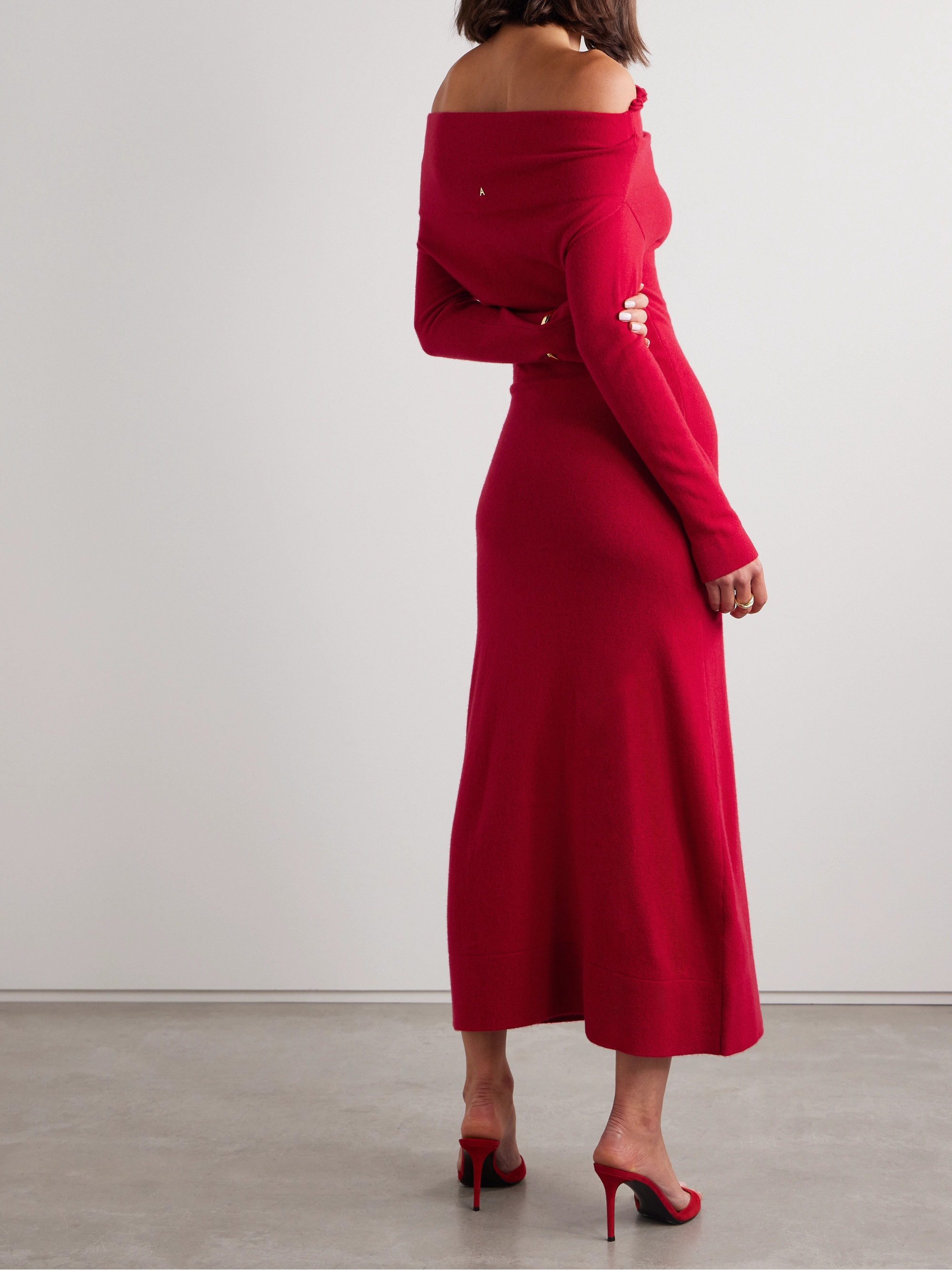 Altuzarra Lunaire off-the-shoulder appliquéd cashmere maxi dress