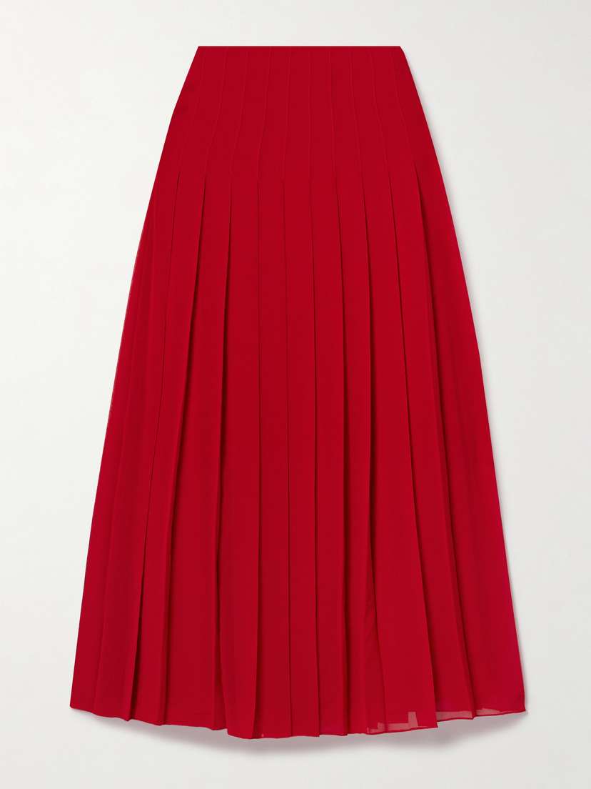 Altuzarra Monti Pleated Crepe De Chine Midi Skirt