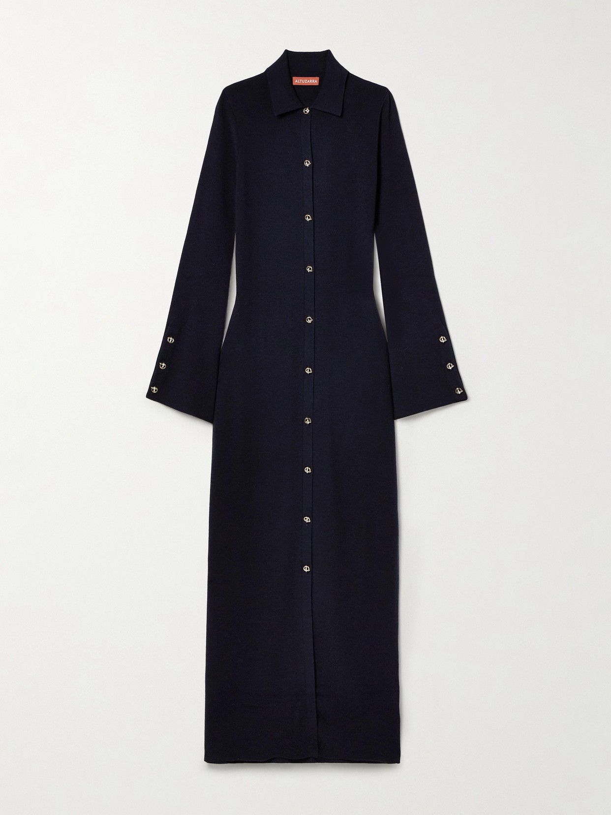 Altuzarra Leopold Wool-blend Maxi Shirt Dress In Blue