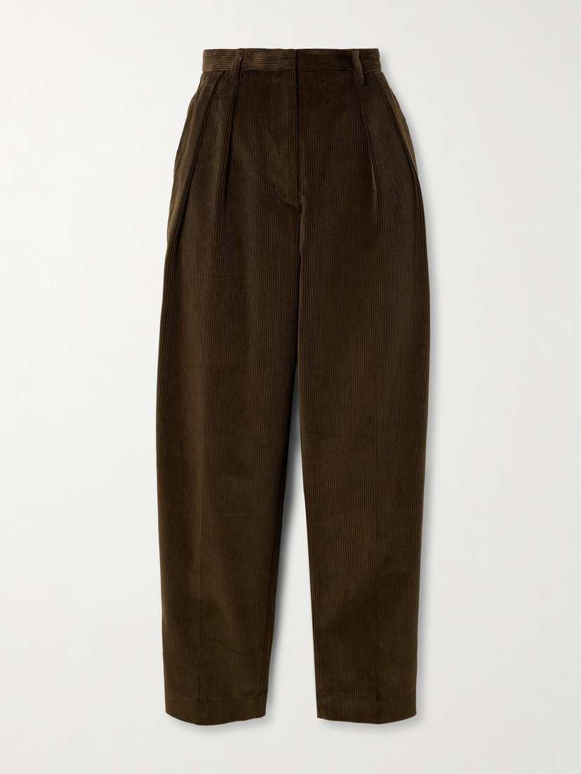 Altuzarra Emmett Pleated Cotton-corduroy Tapered Pants