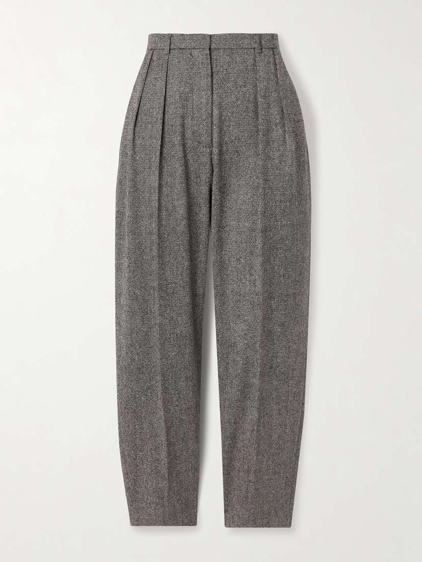Altuzarra Emmett Pleated Wool-tweed Tapered Pants