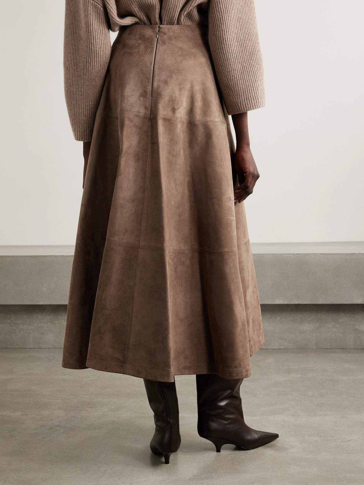Altuzarra Varda Leather Midi Skirt In Brown