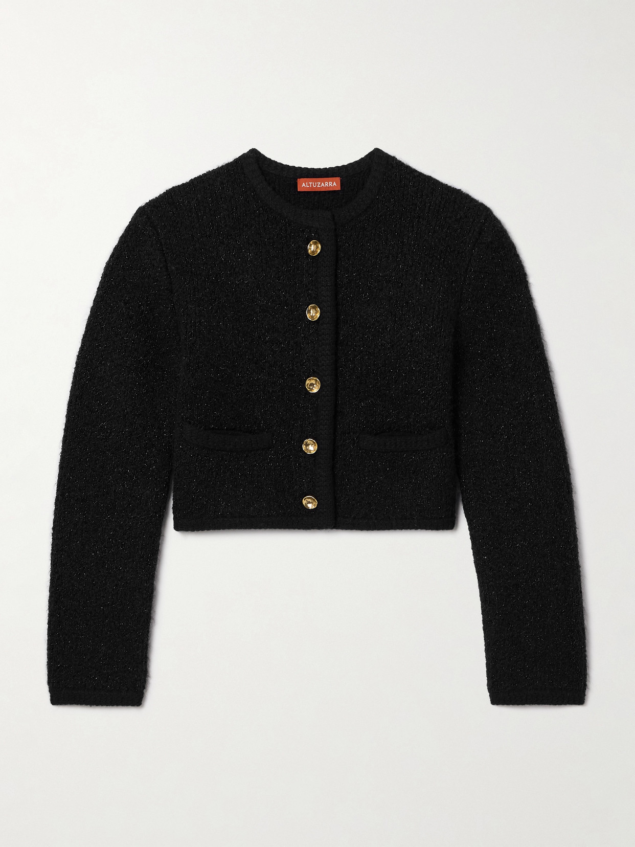 Altuzarra - Napoline Cropped Metallic Knitted Jacket - Black