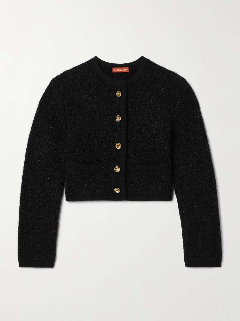 Altuzarra Napoline Cropped Metallic Knitted Jacket - x large