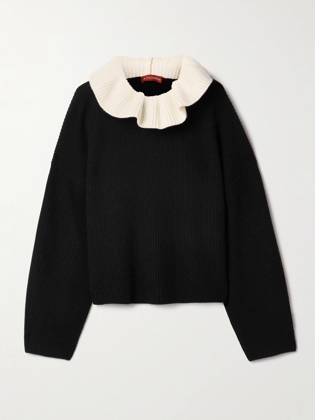 Altuzarra - Zoppez Ruffled Two-tone Cashmere Sweater - Black