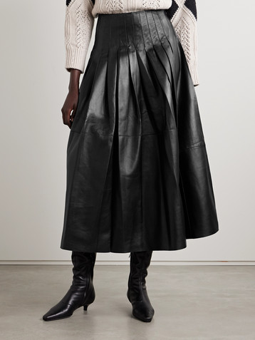 Altuzarra Frankie pleated leather midi skirt