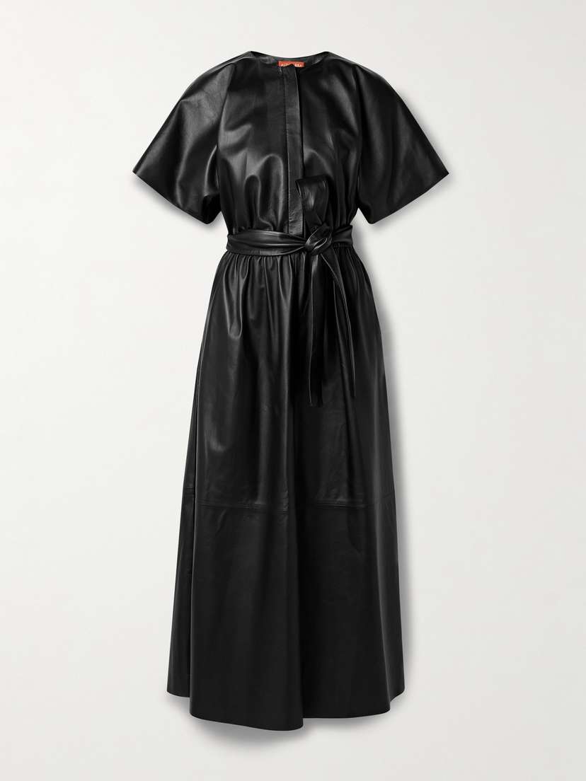 Altuzarra Paulina Belted Leather Midi Dress